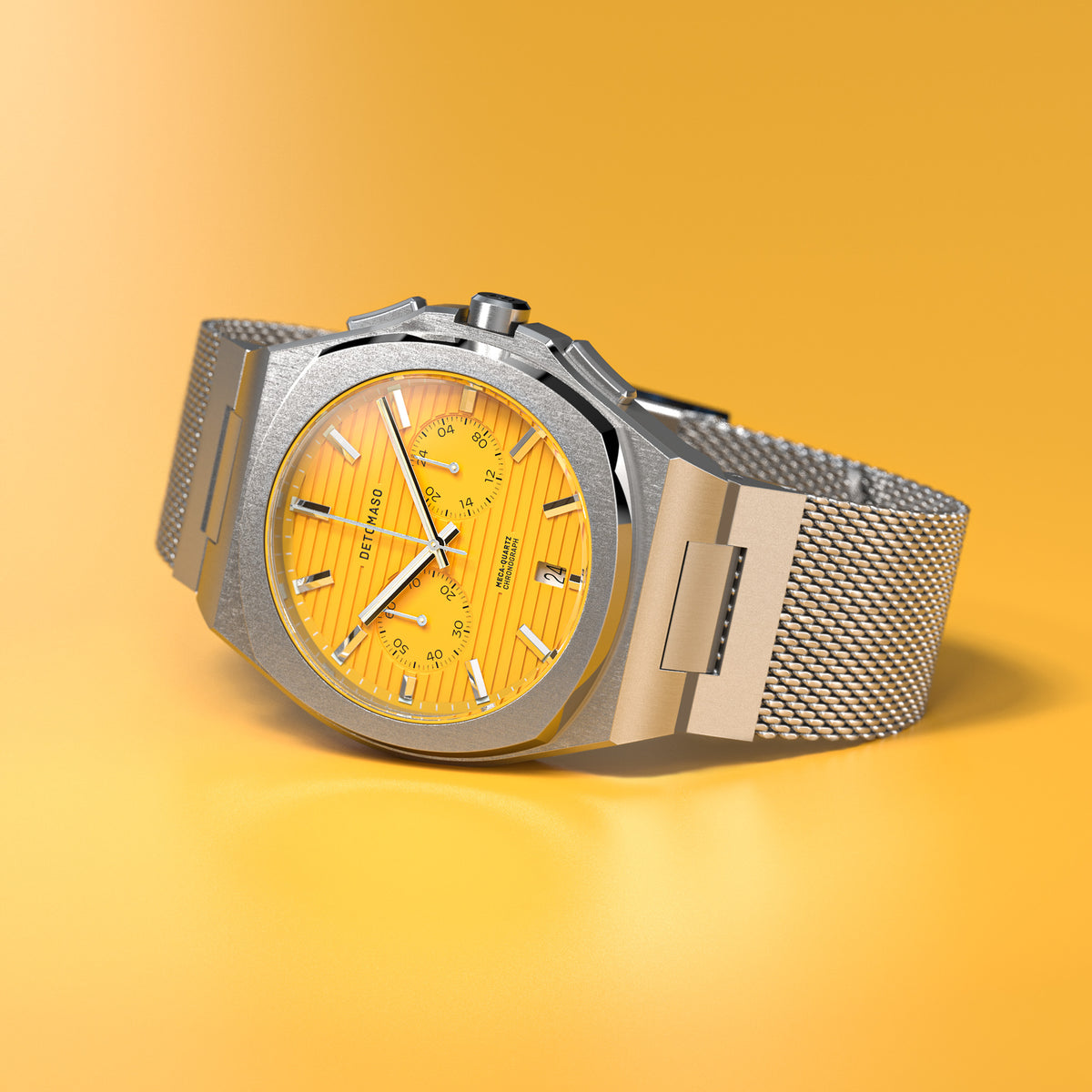 VOLTRE CHRONOGRAPH FIRST EDITION GIALLO Mesh Silver Matte
