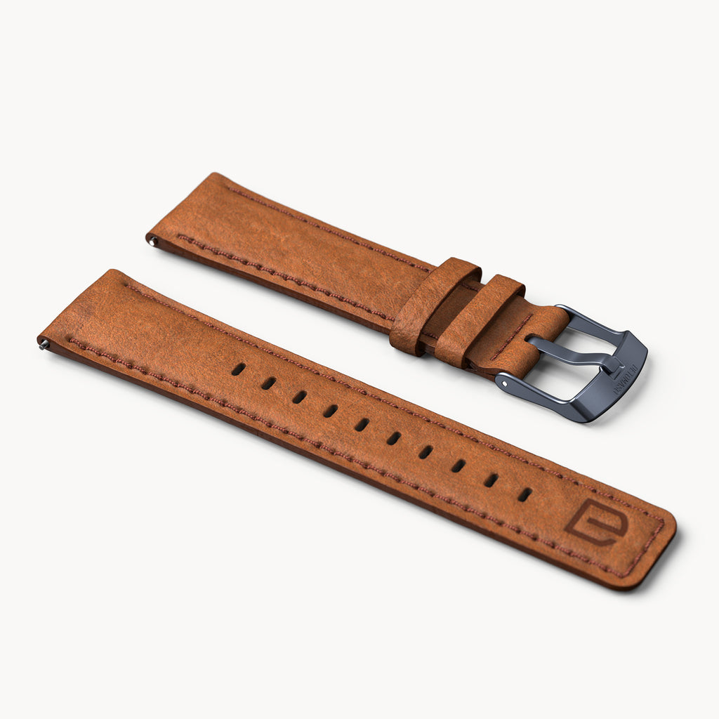 LEATHER STRAP BROWN CLASSIC - Blau matt - - Detomaso Watches