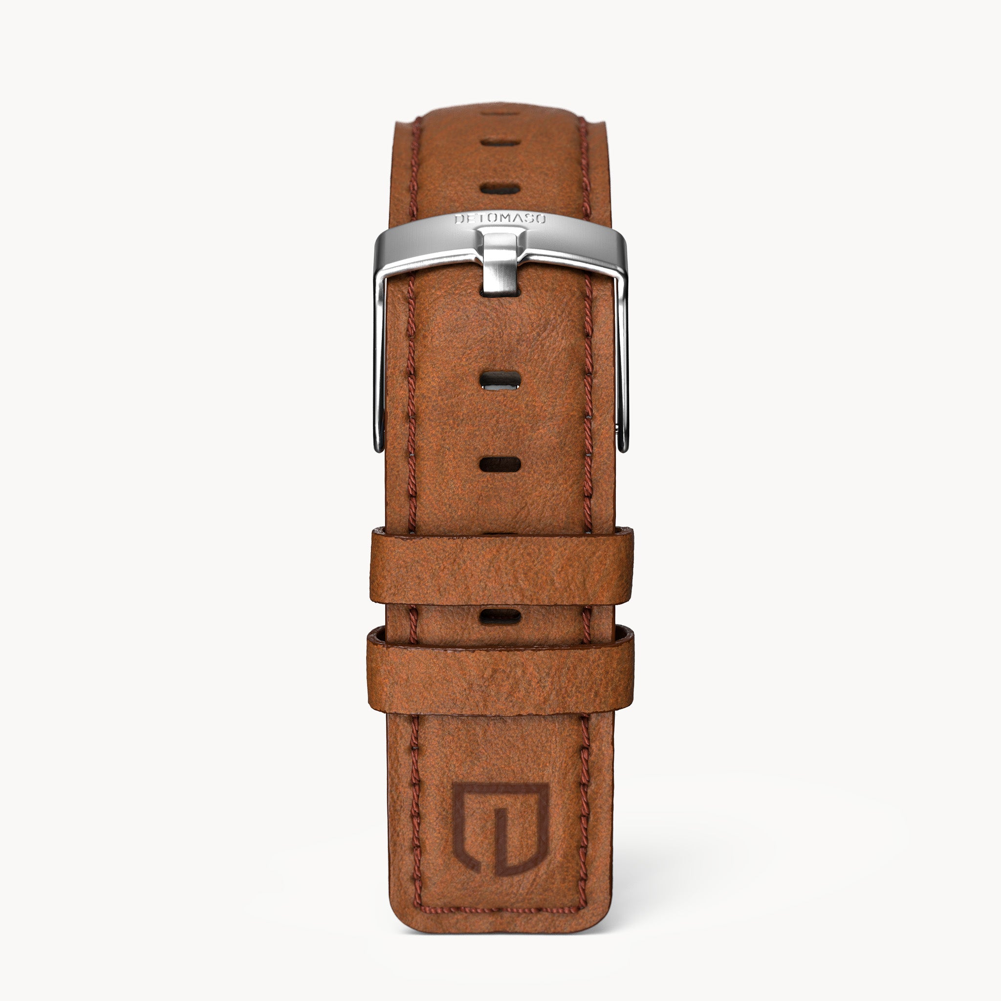LEATHER STRAP BROWN CLASSIC - Silber matt gebürst - - Detomaso Watches