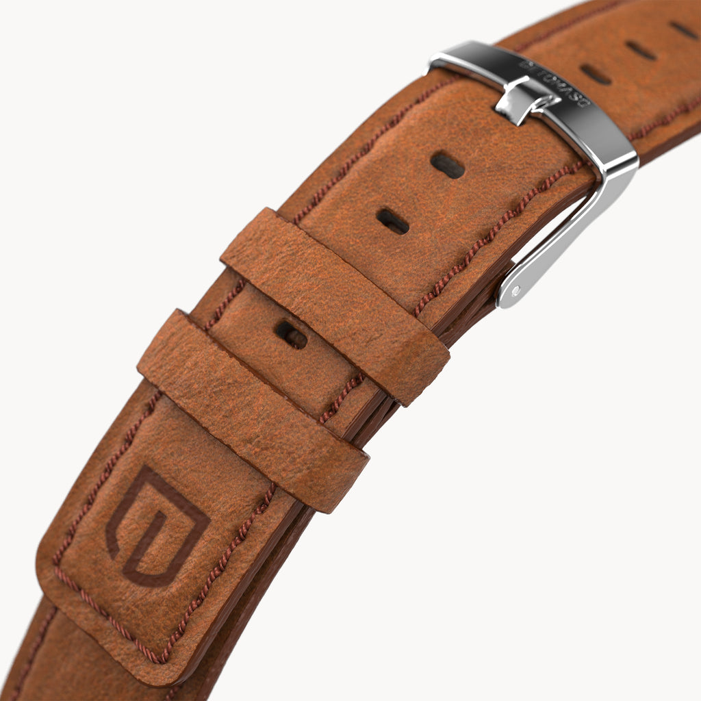 LEATHER STRAP BROWN CLASSIC - Silber glänzend - - Detomaso Watches