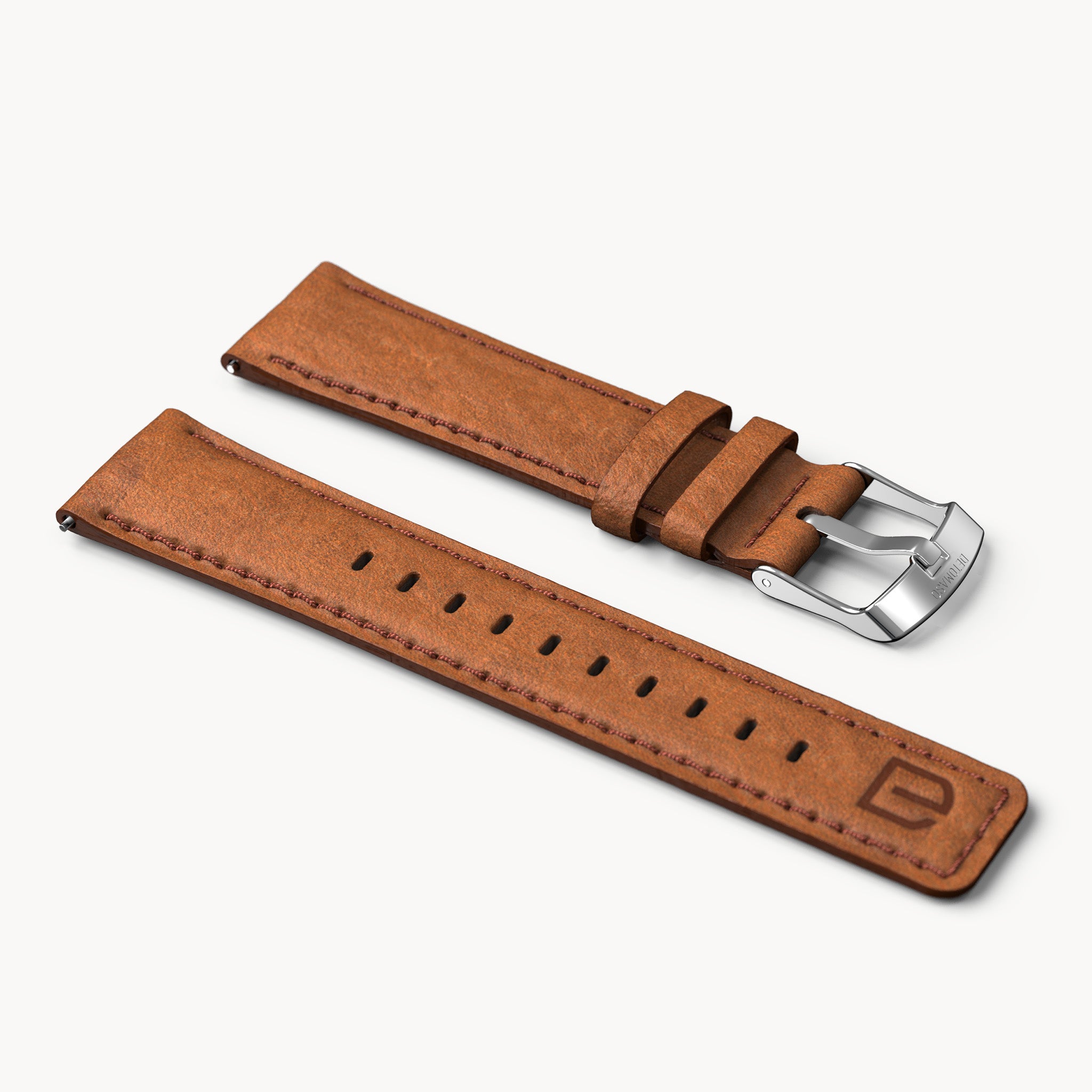 LEATHER STRAP BROWN CLASSIC - Silber glänzend - - Detomaso Watches