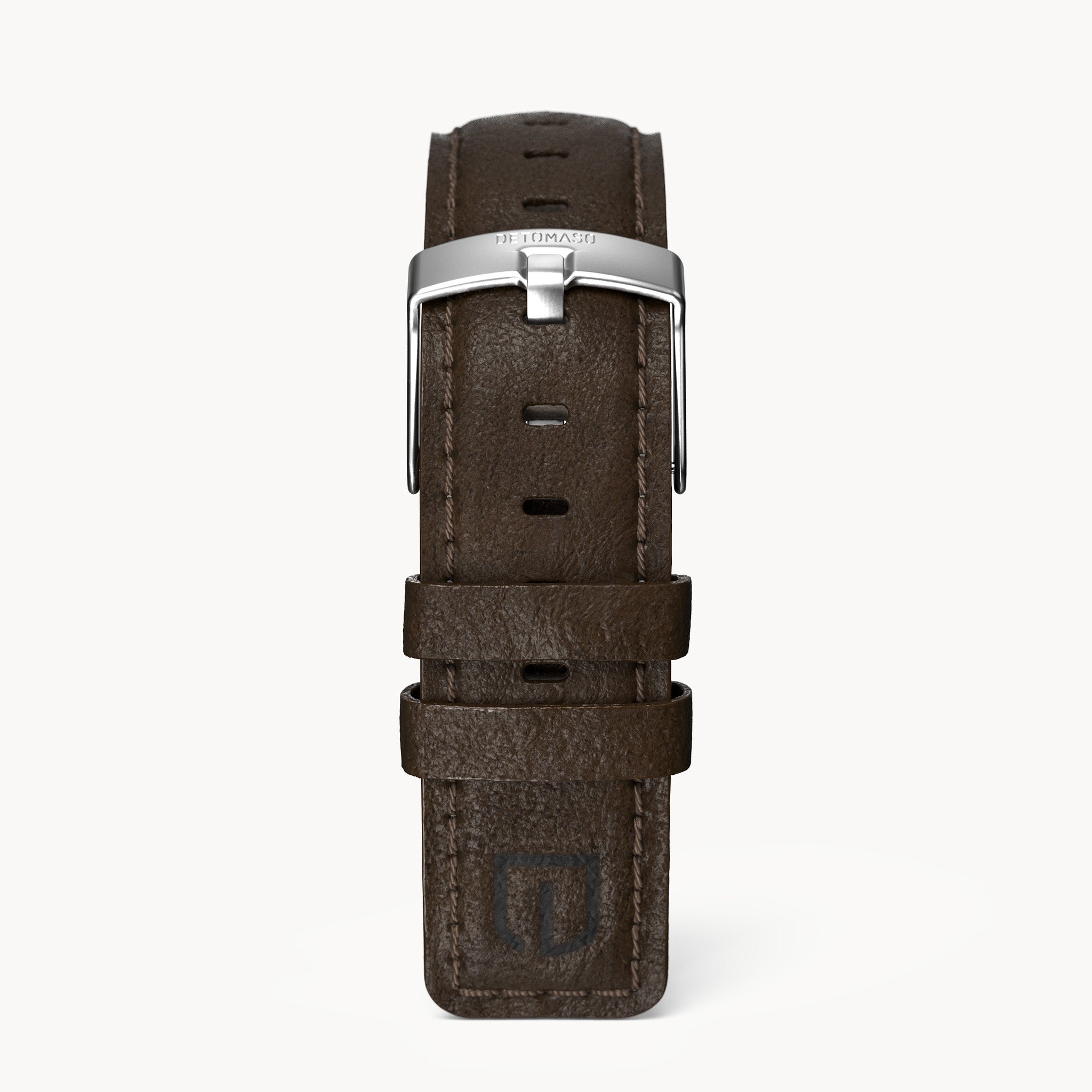 LEATHER STRAP DARK BROWN CLASSIC - Silber matt - - Detomaso Watches