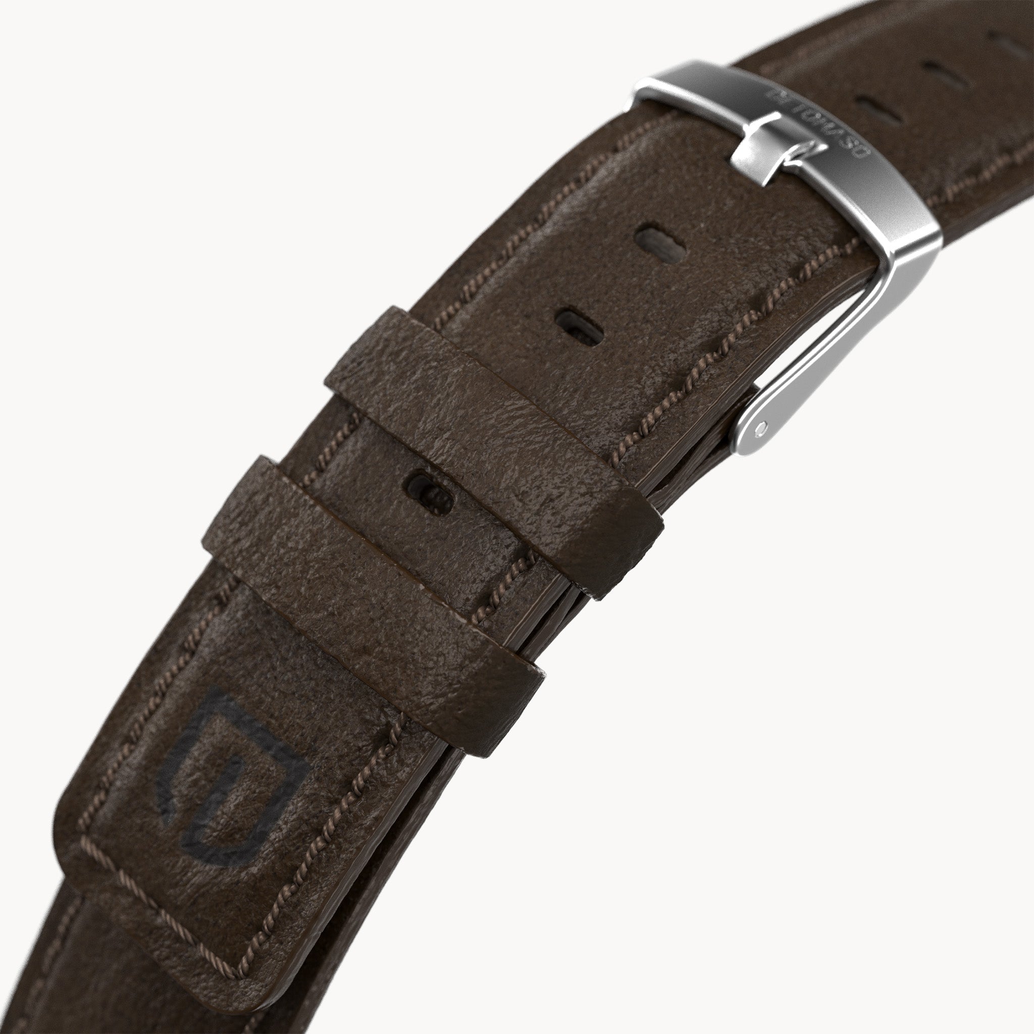 LEATHER STRAP DARK BROWN CLASSIC - Silber matt - - Detomaso Watches
