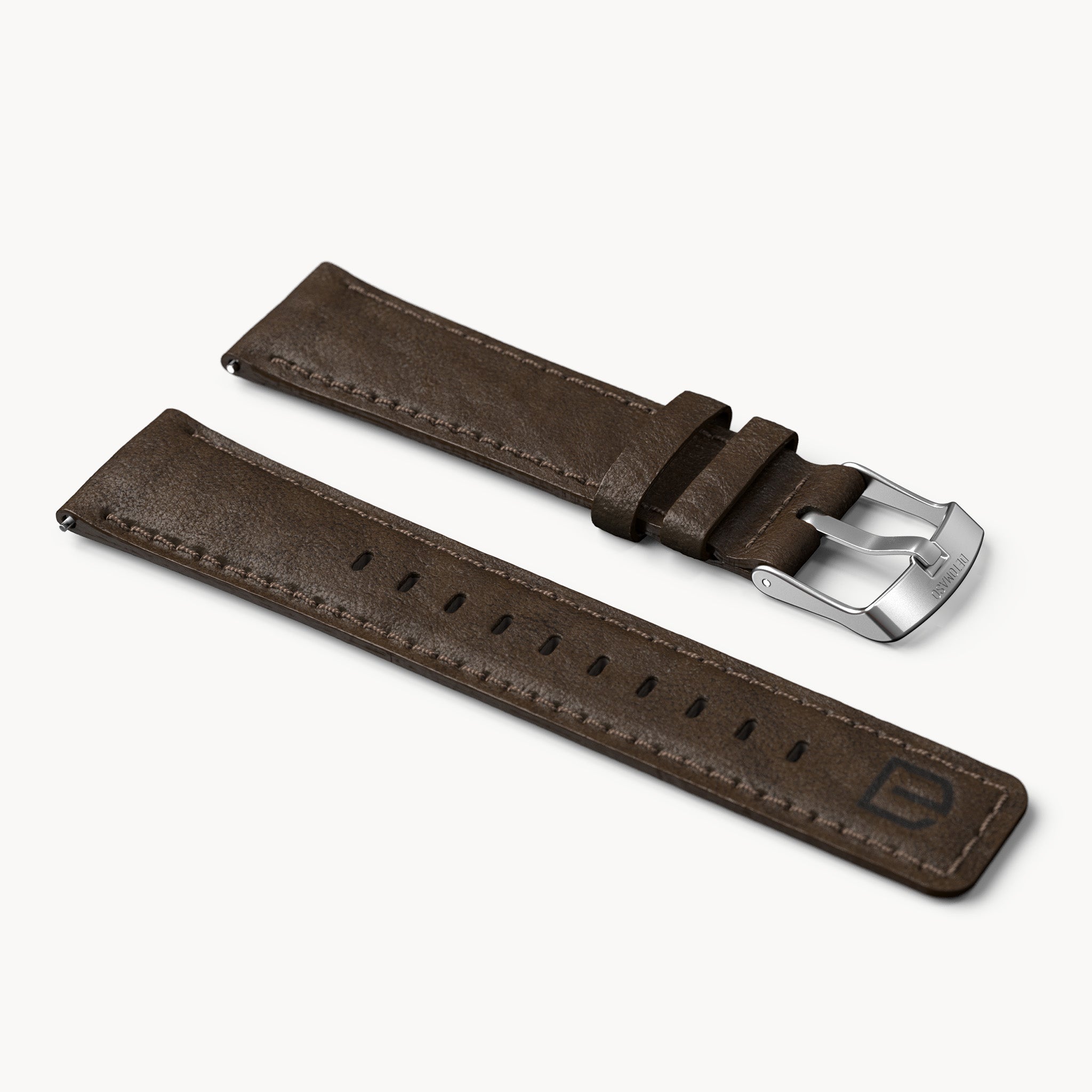 LEATHER STRAP DARK BROWN CLASSIC - Silber matt - - Detomaso Watches