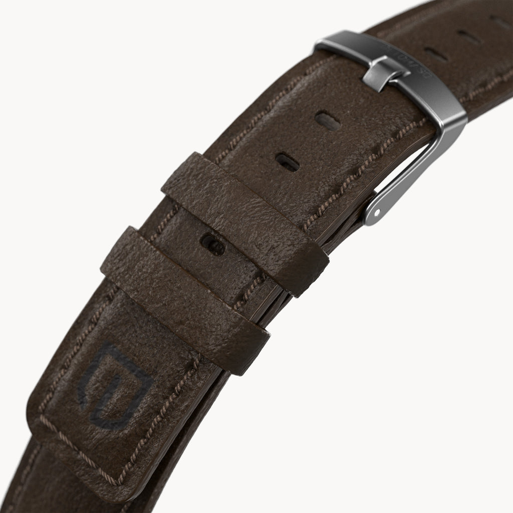 LEATHER STRAP DARK BROWN CLASSIC - Grau matt - - Detomaso Watches