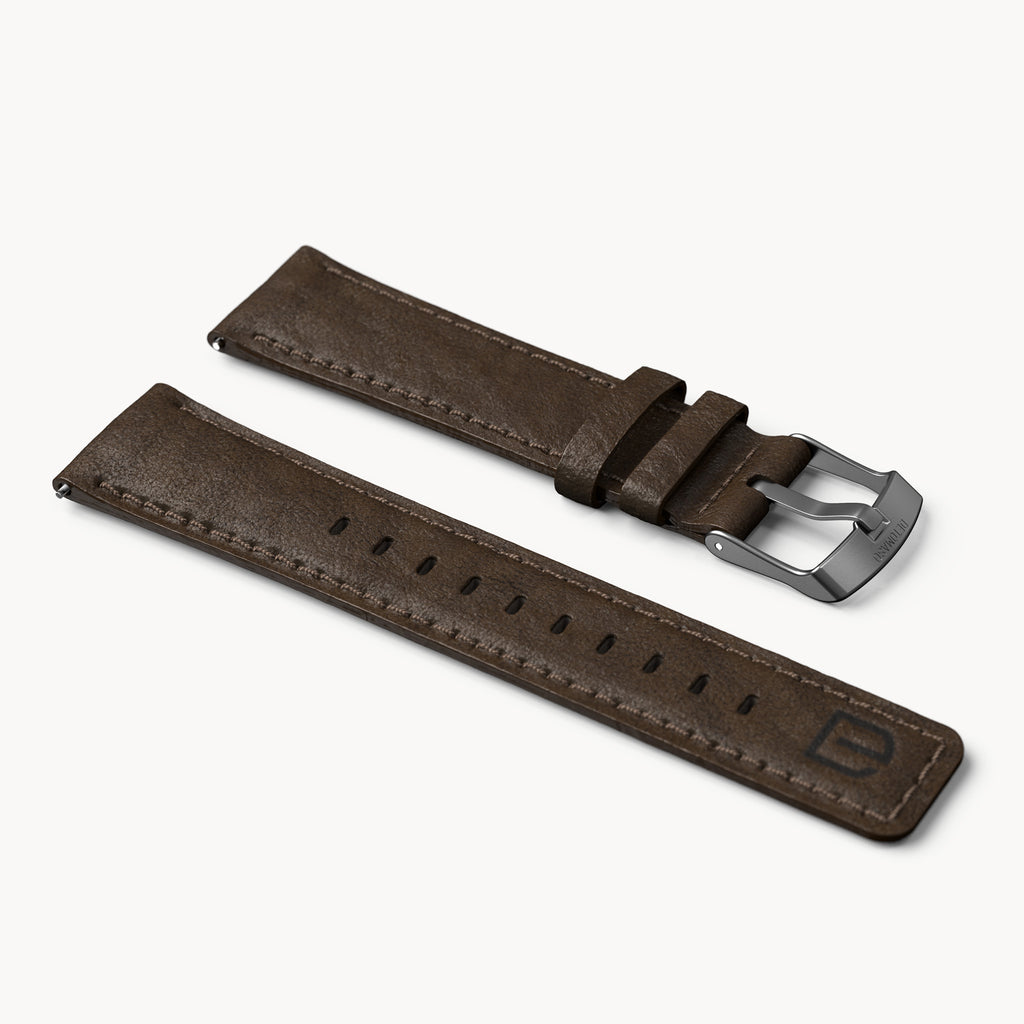 LEATHER STRAP DARK BROWN CLASSIC - Grau matt - - Detomaso Watches