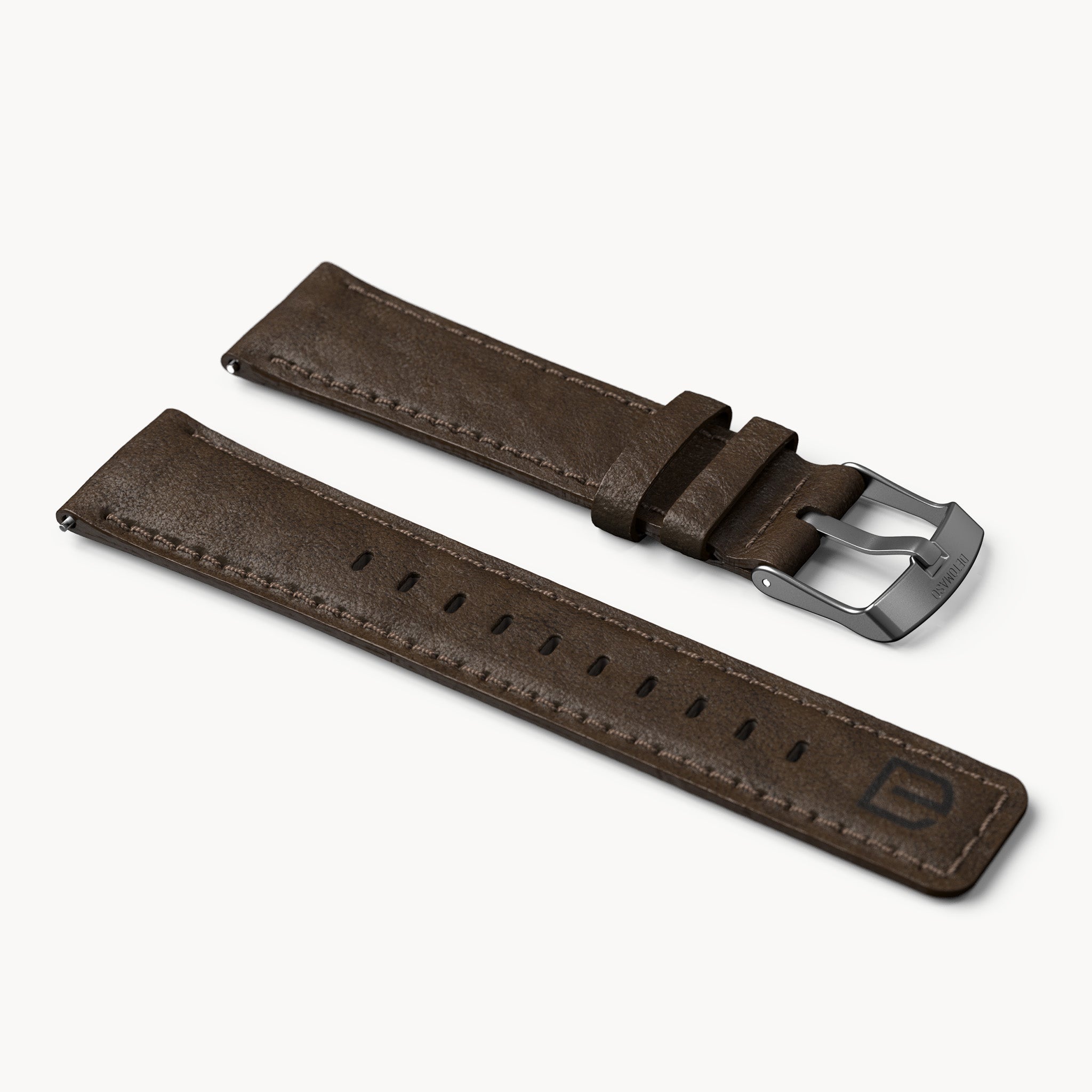 LEATHER STRAP DARK BROWN CLASSIC - Grau matt - - Detomaso Watches
