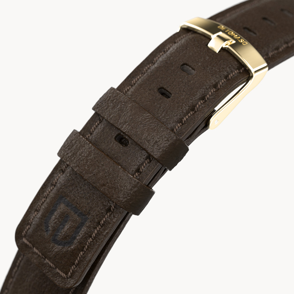 LEATHER STRAP DARK BROWN CLASSIC - Gold glänzend - - Detomaso Watches