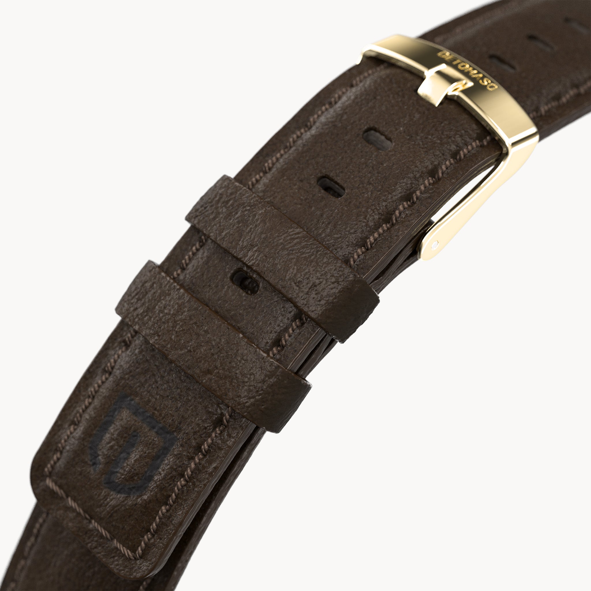 LEATHER STRAP DARK BROWN CLASSIC - Gold glänzend - - Detomaso Watches