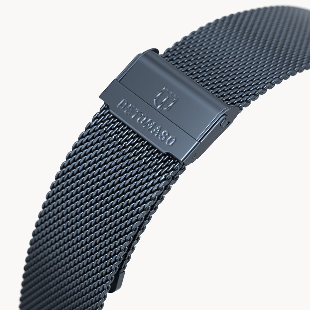 MILANESE STRAP BLUE SANDBLASTED - Blau matt - - Detomaso Watches