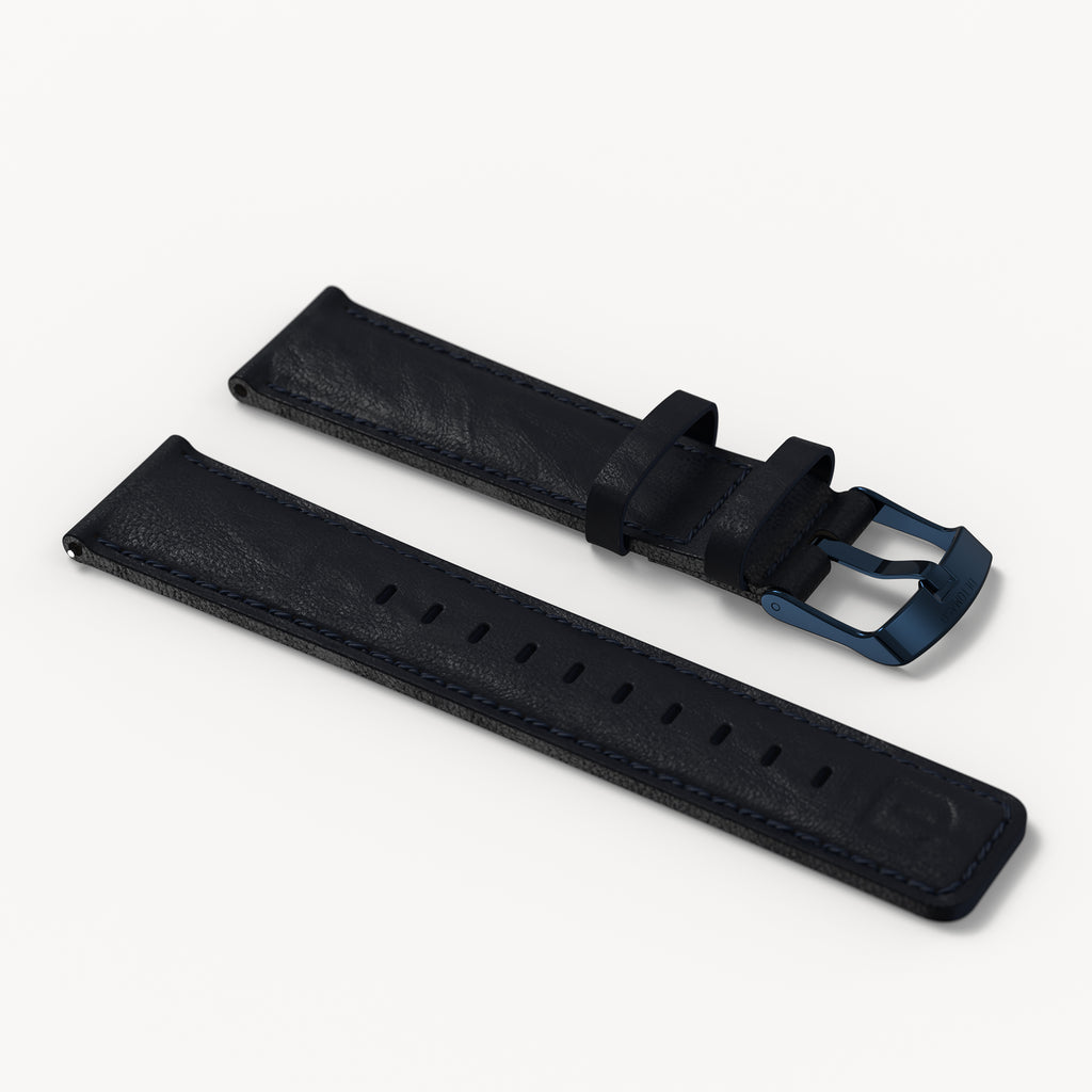 LEATHER STRAP DARK BLUE CLASSIC - Blau glänzend - - Detomaso Watches