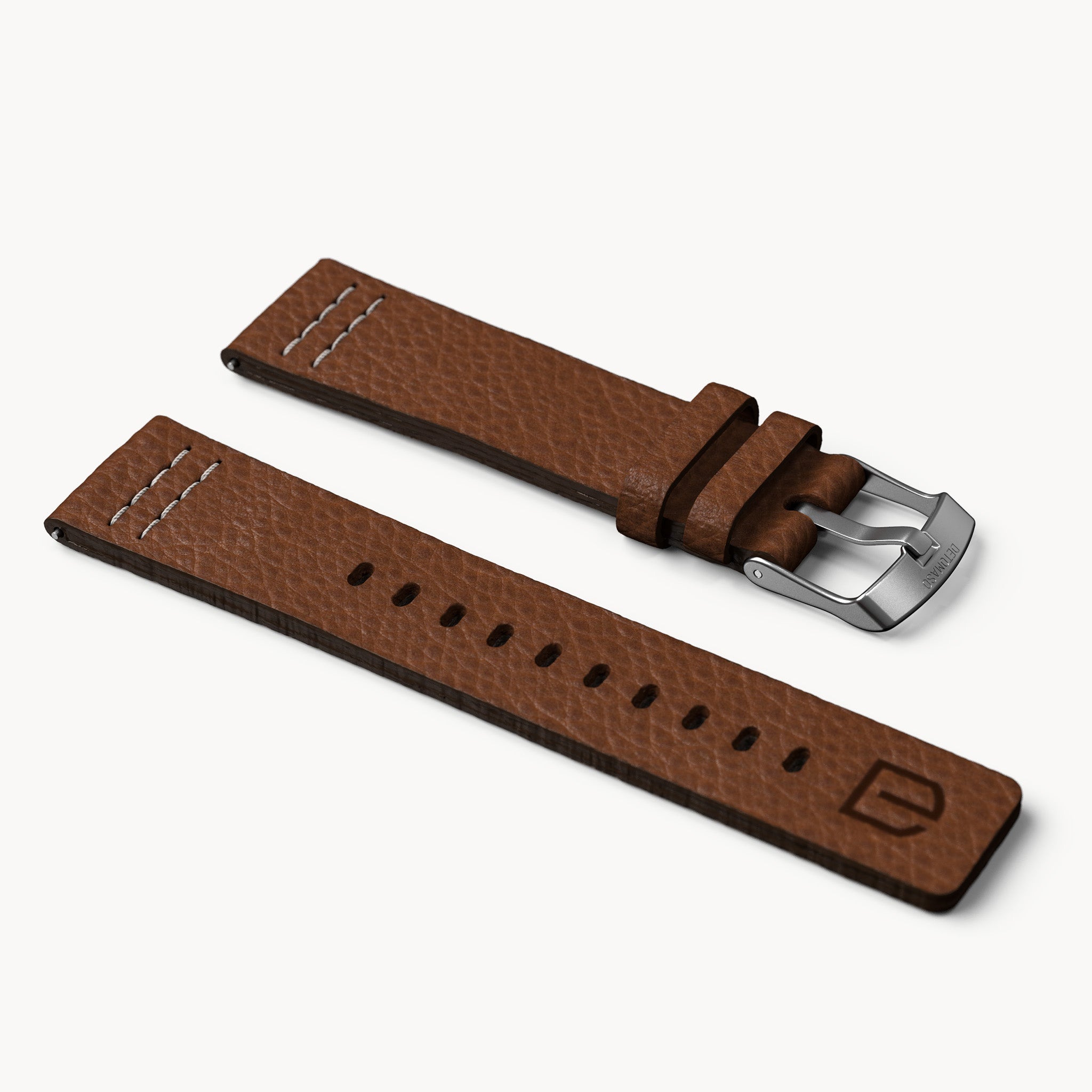 LEATHER STRAP VINTAGE DARK BROWN - Grau matt - - Detomaso Watches