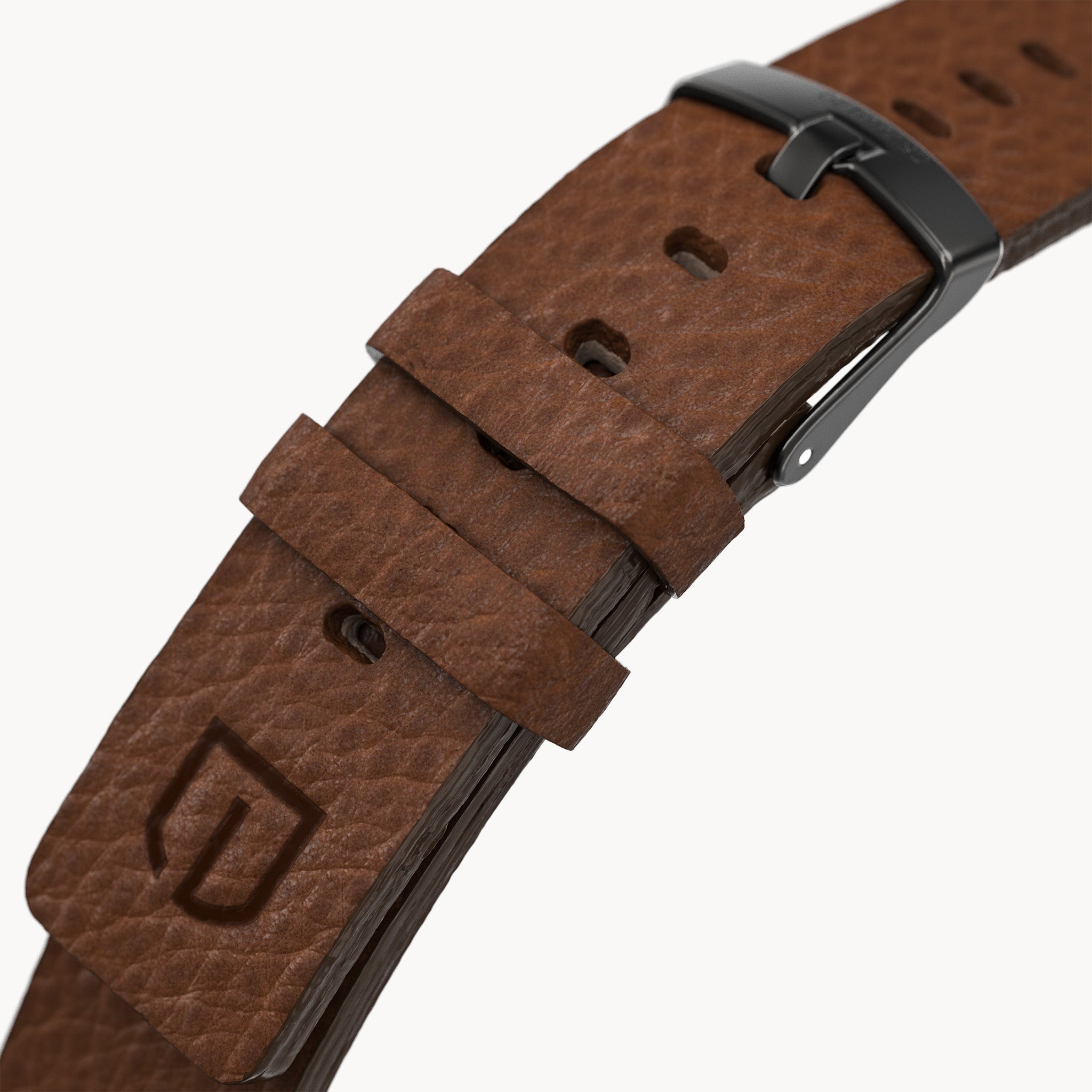 LEATHER STRAP VINTAGE DARK BROWN - Dark Gun matt - - Detomaso Watches