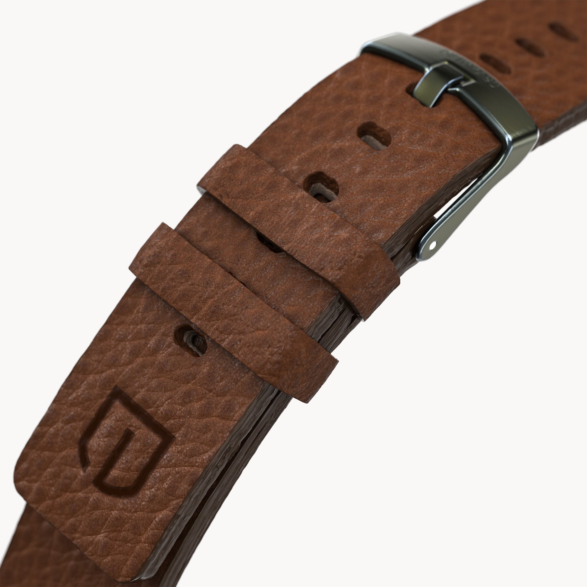 LEATHER STRAP VINTAGE DARK BROWN - Olivgrün matt - - Detomaso Watches