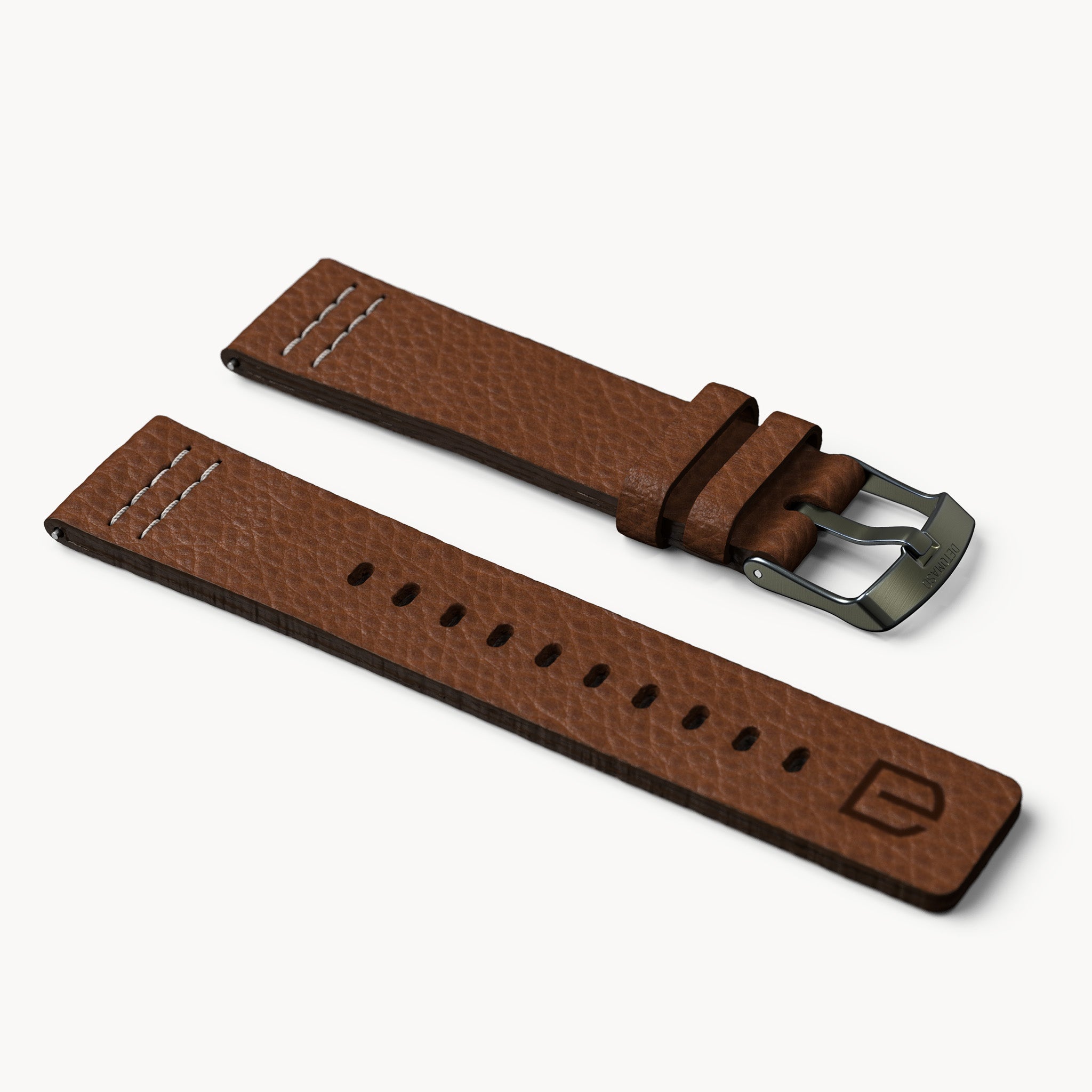 LEATHER STRAP VINTAGE DARK BROWN - Olivgrün matt - - Detomaso Watches