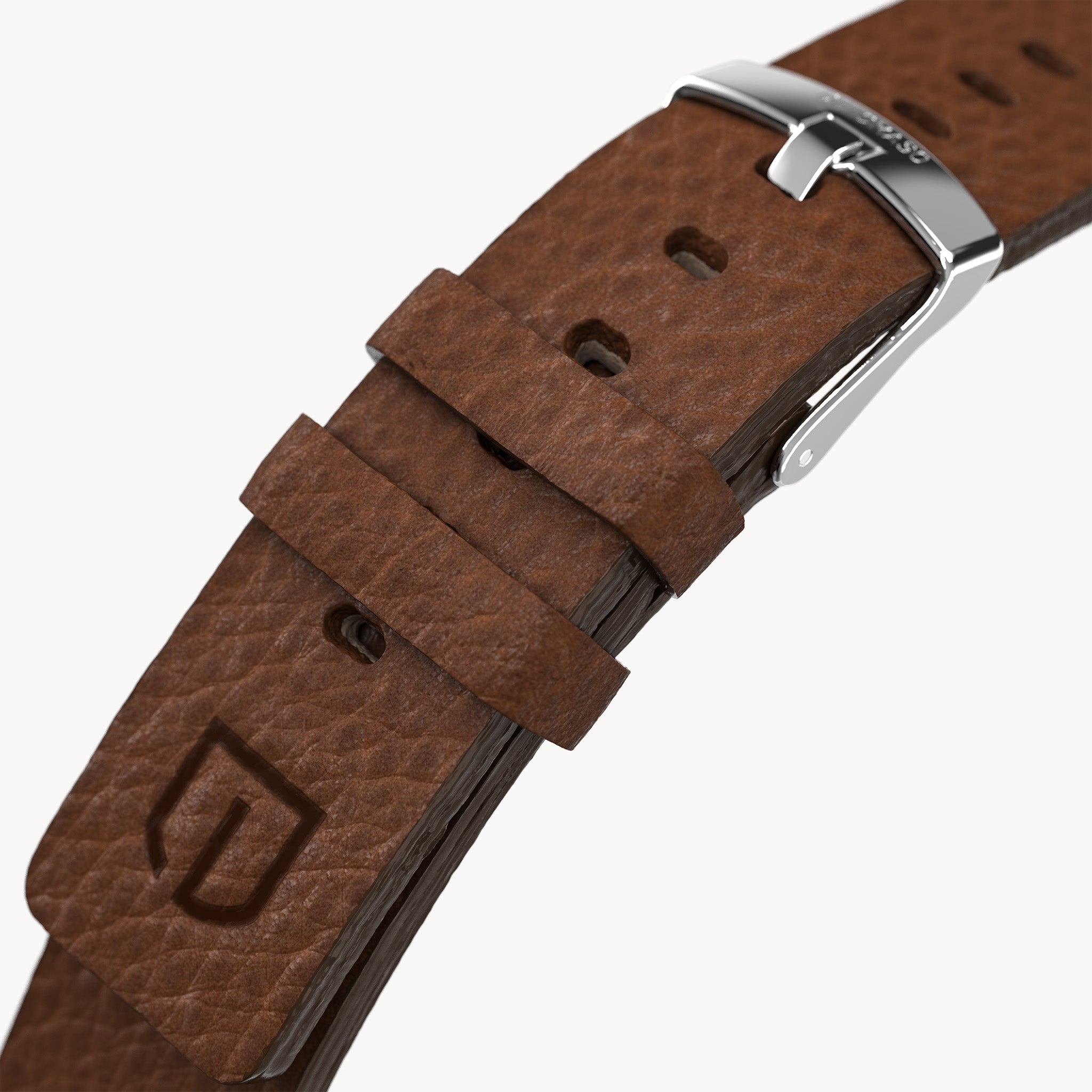 LEATHER STRAP VINTAGE DARK BROWN - Silber glänzen - - Detomaso Watches