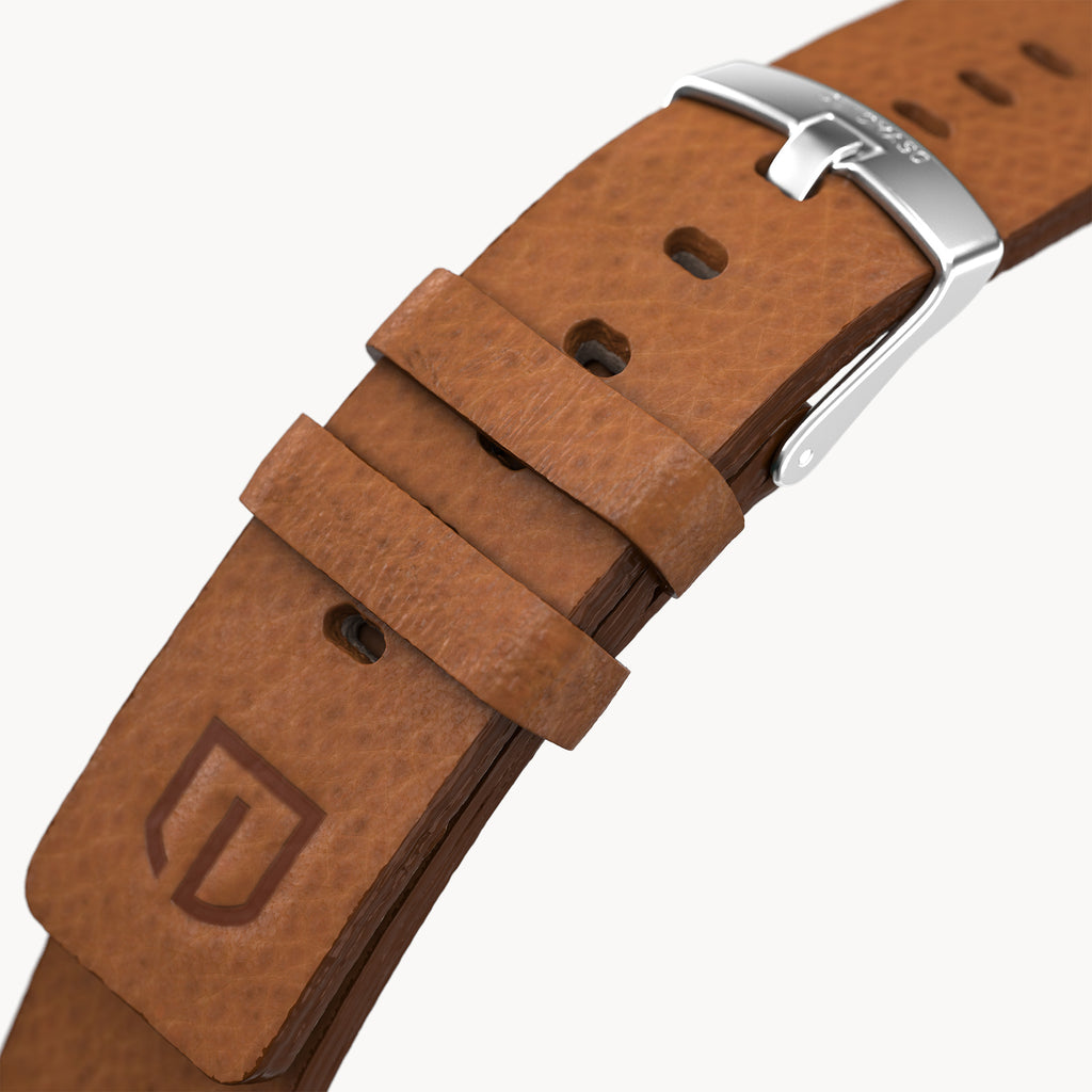 LEATHER STRAP VINTAGE BROWN - Silber matt - - Detomaso Watches