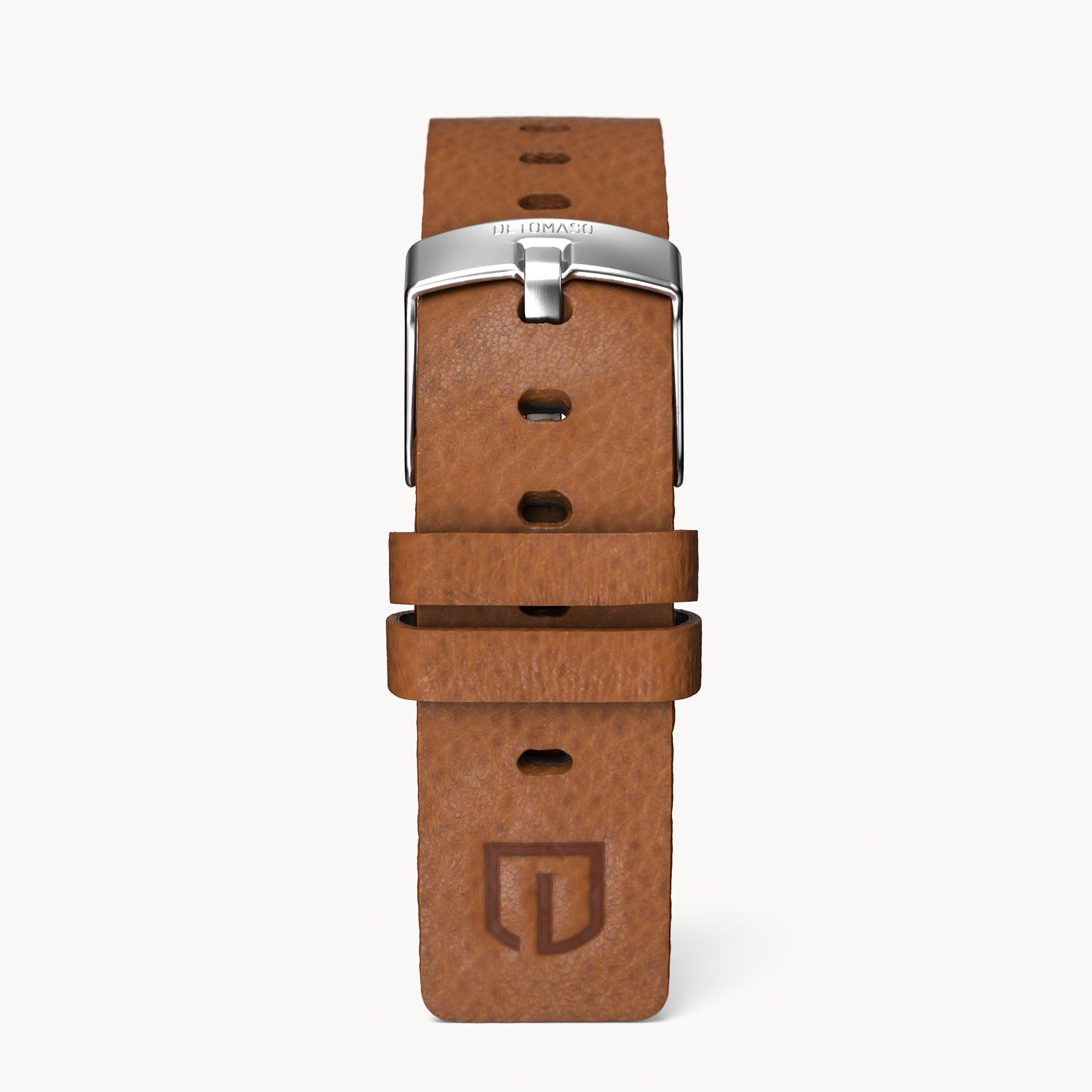LEATHER STRAP VINTAGE BROWN - Silber matt gebürst - - Detomaso Watches