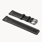LEATHER STRAP ECRU BLACK - Grau matt - - Detomaso Watches