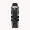 LEATHER STRAP ECRU BLACK - Silber matt gebürstet - - Detomaso Watches