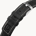 LEATHER STRAP ECRU BLACK - Silber matt gebürstet - - Detomaso Watches