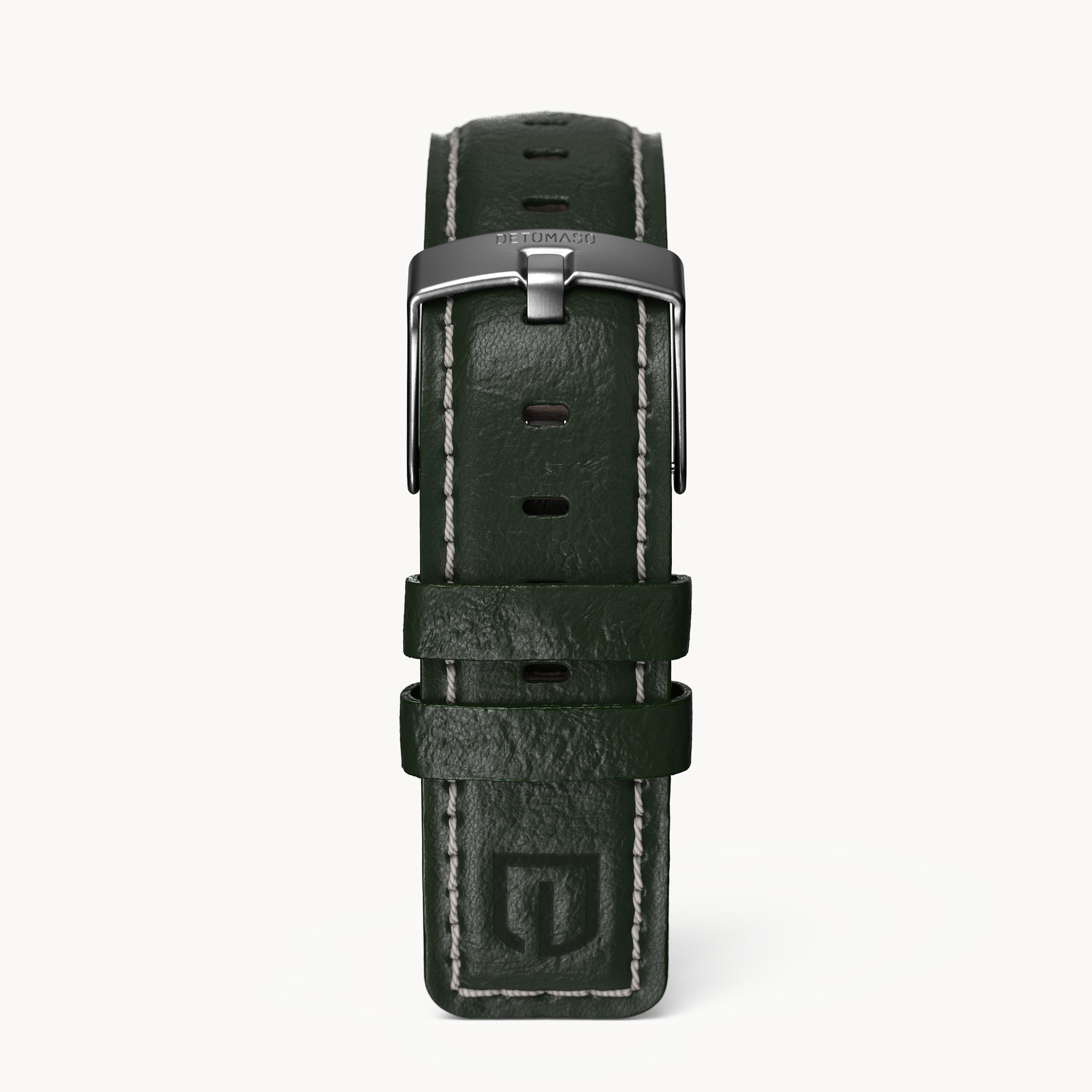 LEATHER STRAP GREEN ECRU - Grau matt - - Detomaso Watches