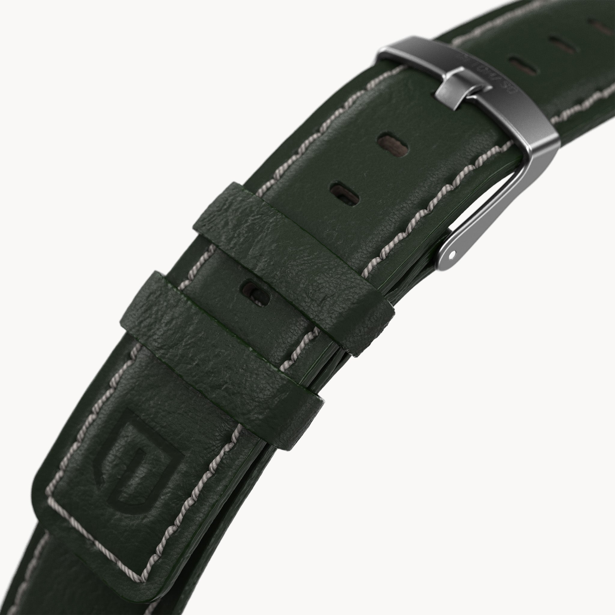 LEATHER STRAP GREEN ECRU - Grau matt - - Detomaso Watches