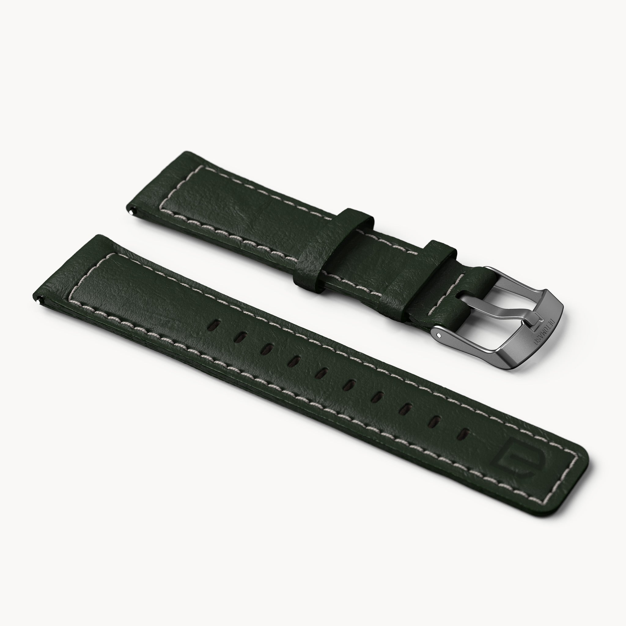 LEATHER STRAP GREEN ECRU - Grau matt - - Detomaso Watches