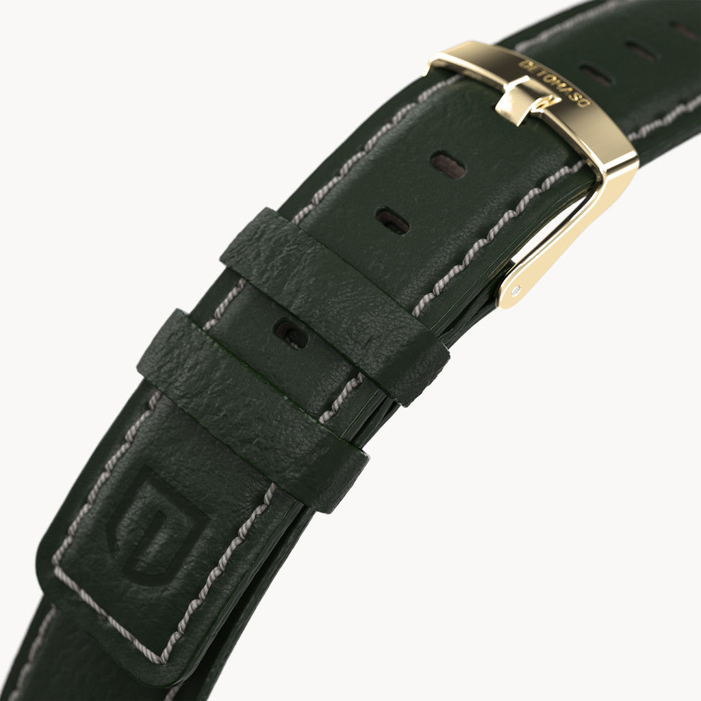 LEATHER STRAP GREEN ECRU - Gold glänzend - - Detomaso Watches