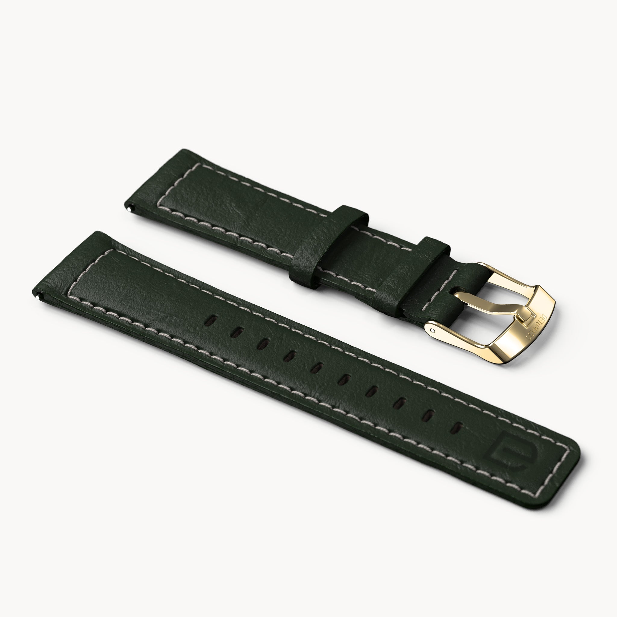 LEATHER STRAP GREEN ECRU - Gold glänzend - - Detomaso Watches