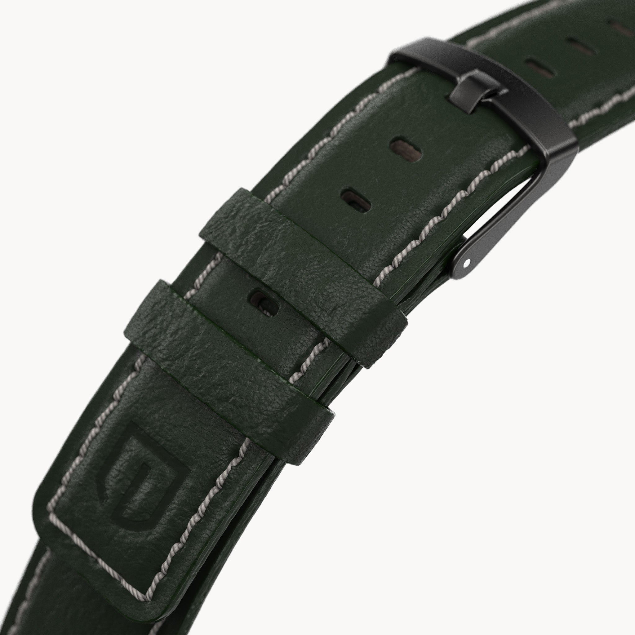 LEATHER STRAP GREEN ECRU - Dark Gun matt - - Detomaso Watches