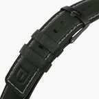 LEATHER STRAP GREEN ECRU - Schwarz matt gebürstet - - Detomaso Watches