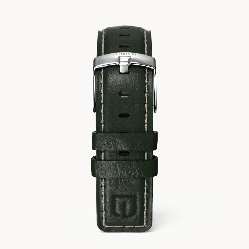 LEATHER STRAP GREEN ECRU - Silber glänzend - - Detomaso Watches