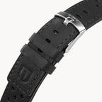 LEATHER STRAP RACING BLACK - Silber matt gebürste - - Detomaso Watches