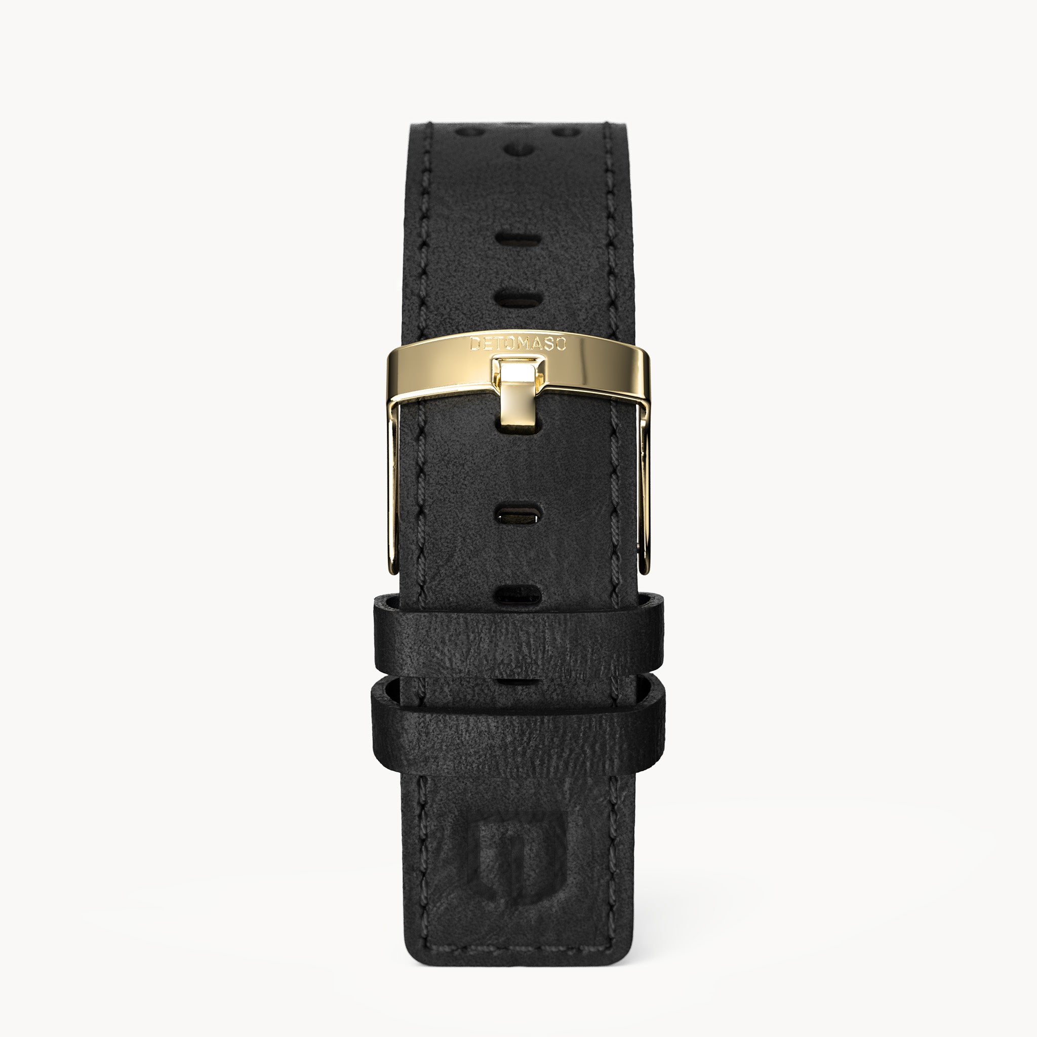 LEATHER STRAP RACING BLACK - Gold glänzend - - Detomaso Watches