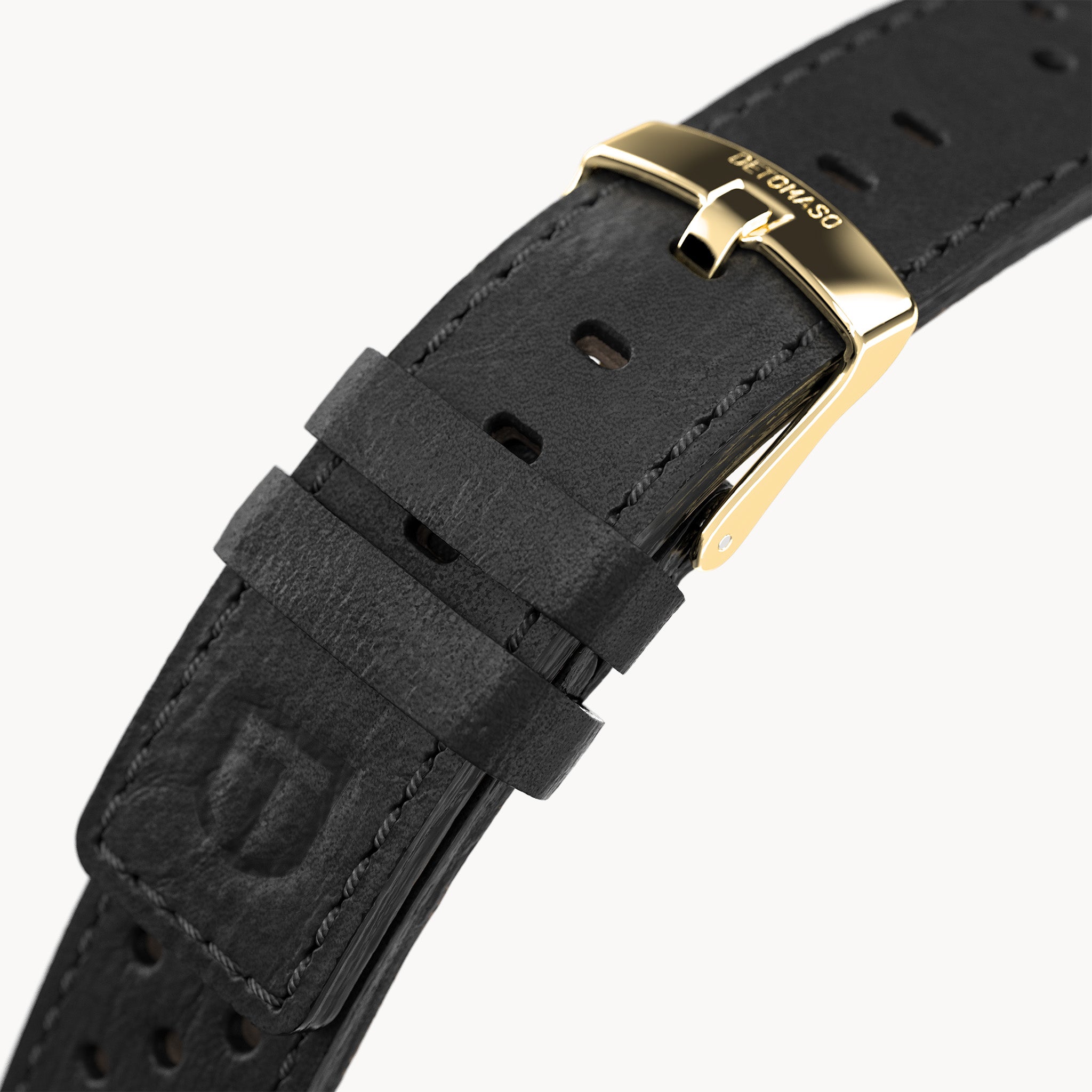 LEATHER STRAP RACING BLACK - Gold glänzend - - Detomaso Watches