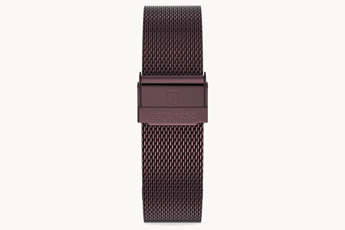 MILANESE STRAP BURGUNDY POLISHED 20MM - Burgundy - - Detomaso Watches