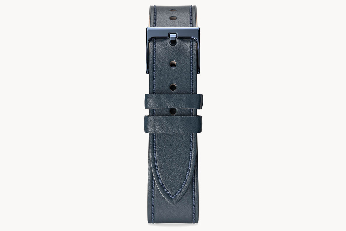 LEATHER STRAP TOSCANO MARINE - Blau glänzend - - Detomaso Watches