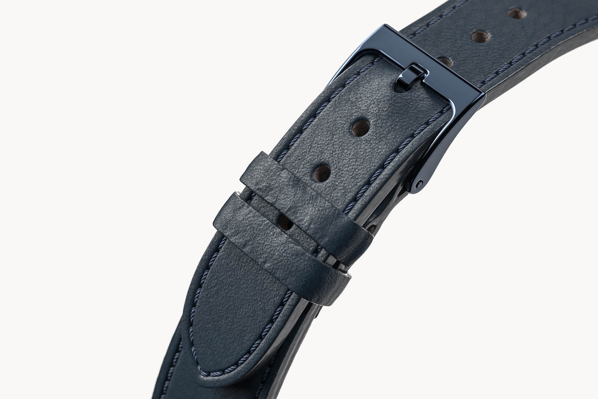 LEATHER STRAP TOSCANO MARINE - Blau glänzend - - Detomaso Watches