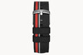 #TIDE OCEAN MATERIAL® STRAP BLACK RED - Silber ma - - Detomaso Watches