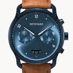 SORPASSO CHRONOGRAPH DARK BLUE - Leather Brown Classic - Detomaso Watches