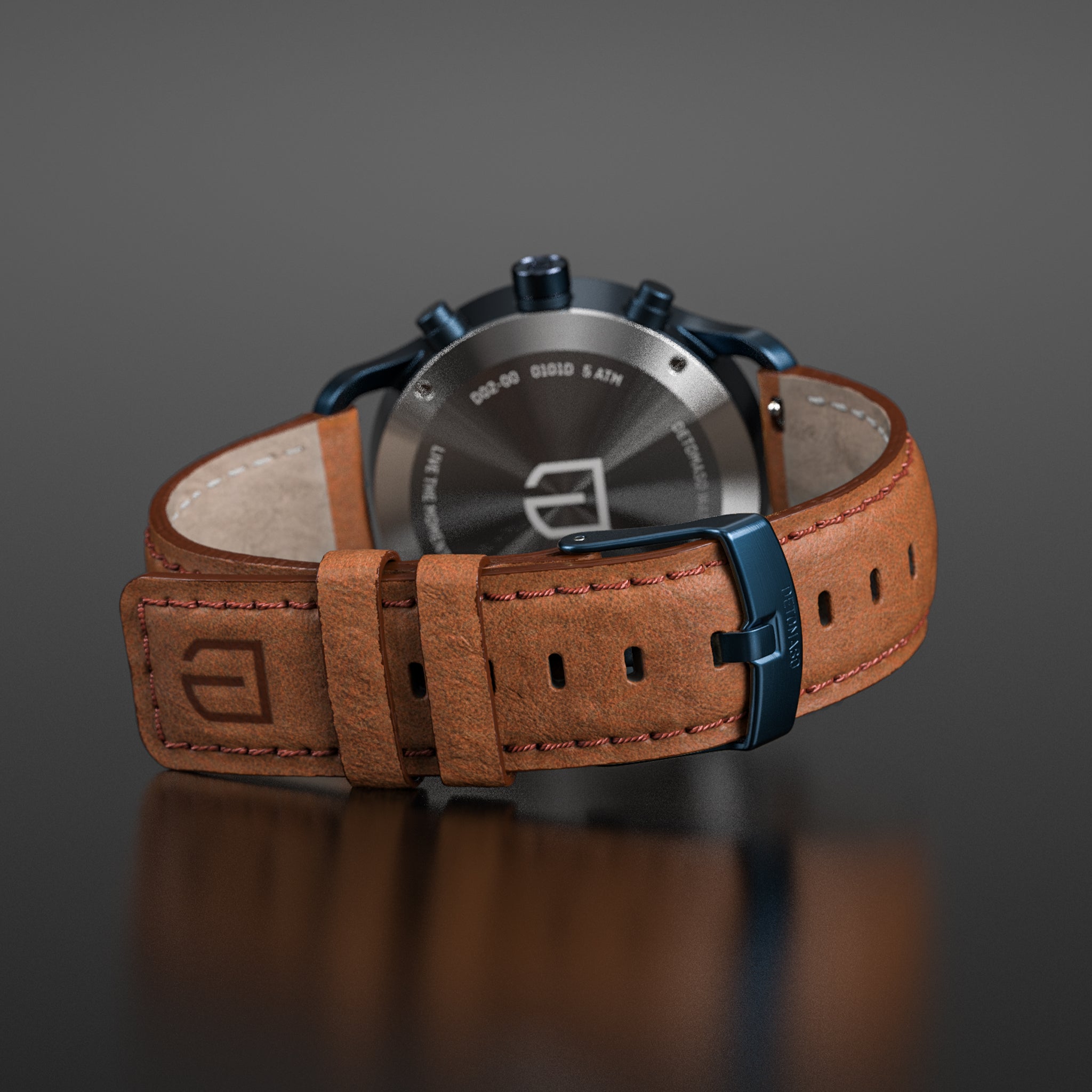 SORPASSO CHRONOGRAPH DARK BLUE Leather Brown Classic – Detomaso