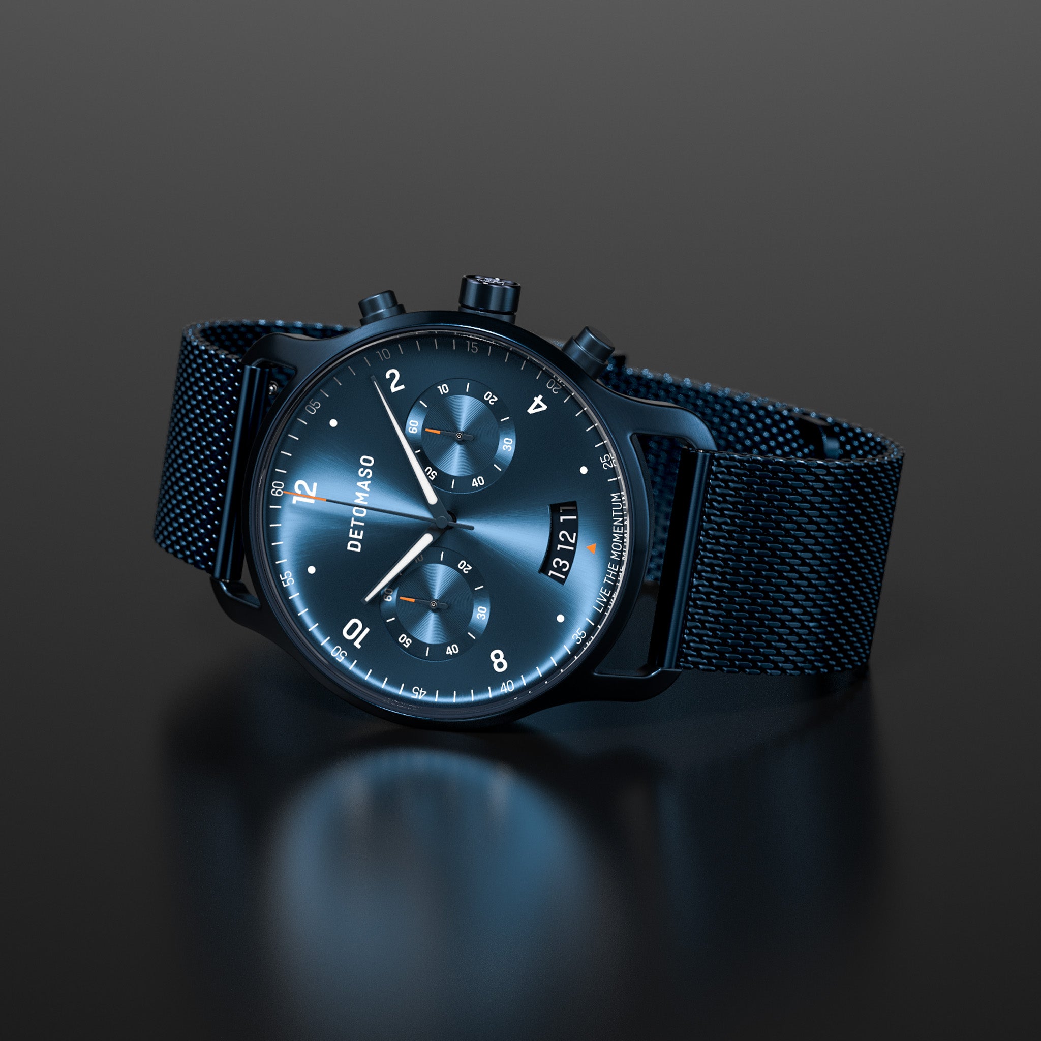 SORPASSO CHRONOGRAPH DARK BLUE - Mesh Dark blue Brushed - Detomaso Watches