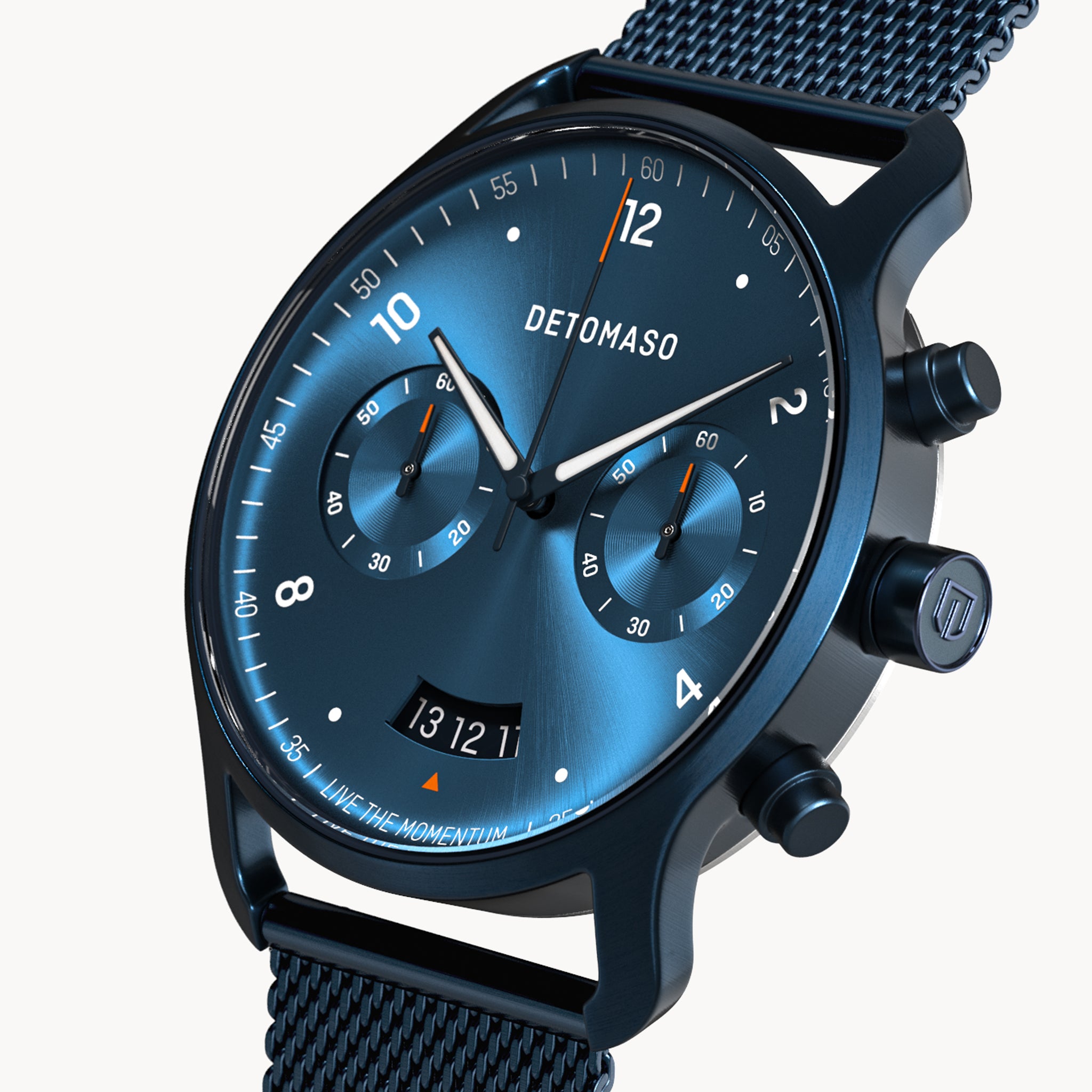 SORPASSO CHRONOGRAPH DARK BLUE - Mesh Dark blue Brushed - Detomaso Watches