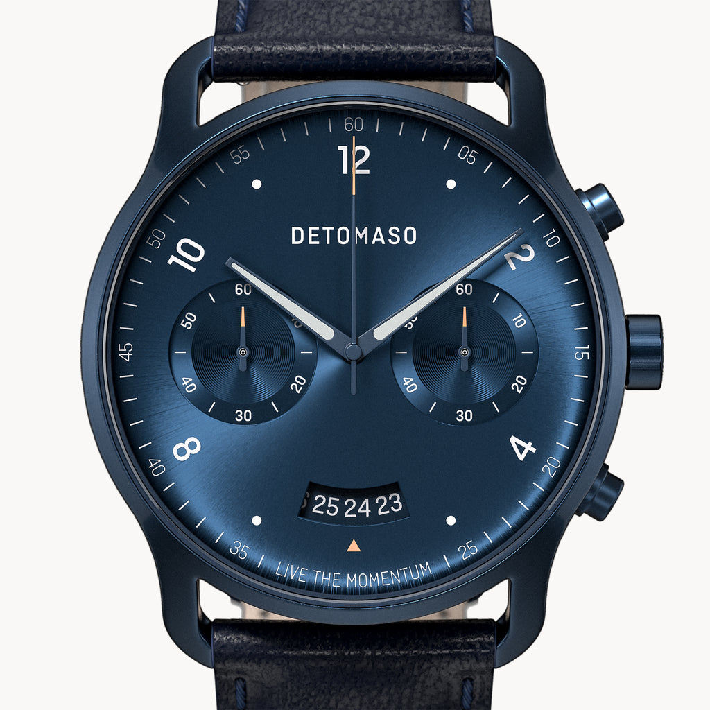 SORPASSO CHRONOGRAPH DARK BLUE - Leather Dark blue Classic - Detomaso Watches
