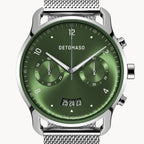 SORPASSO CHRONOGRAPH LIMITED EDITION SILVER GREEN - Mesh Silver Glossy - Detomaso Watches