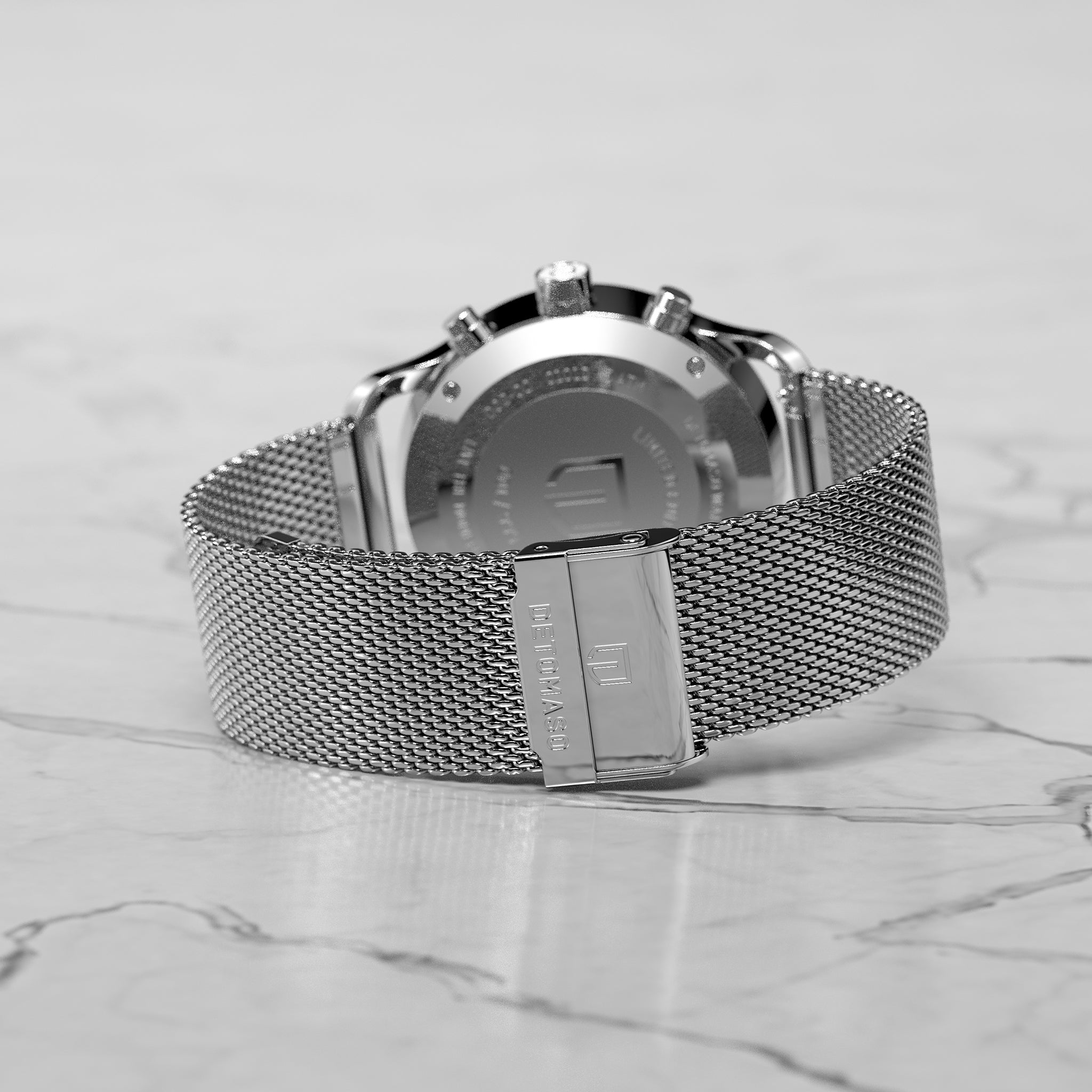 SORPASSO CHRONOGRAPH LIMITED EDITION SILVER GREEN - Mesh Silver Glossy - Detomaso Watches