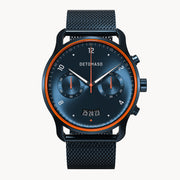 SORPASSO CHRONOGRAPH VELOCITÀ BLUE ORANGE - Mesh Dark blue Brushed - Detomaso Watches