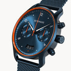 SORPASSO CHRONOGRAPH VELOCITÀ BLUE ORANGE - Mesh Dark blue Brushed - Detomaso Watches