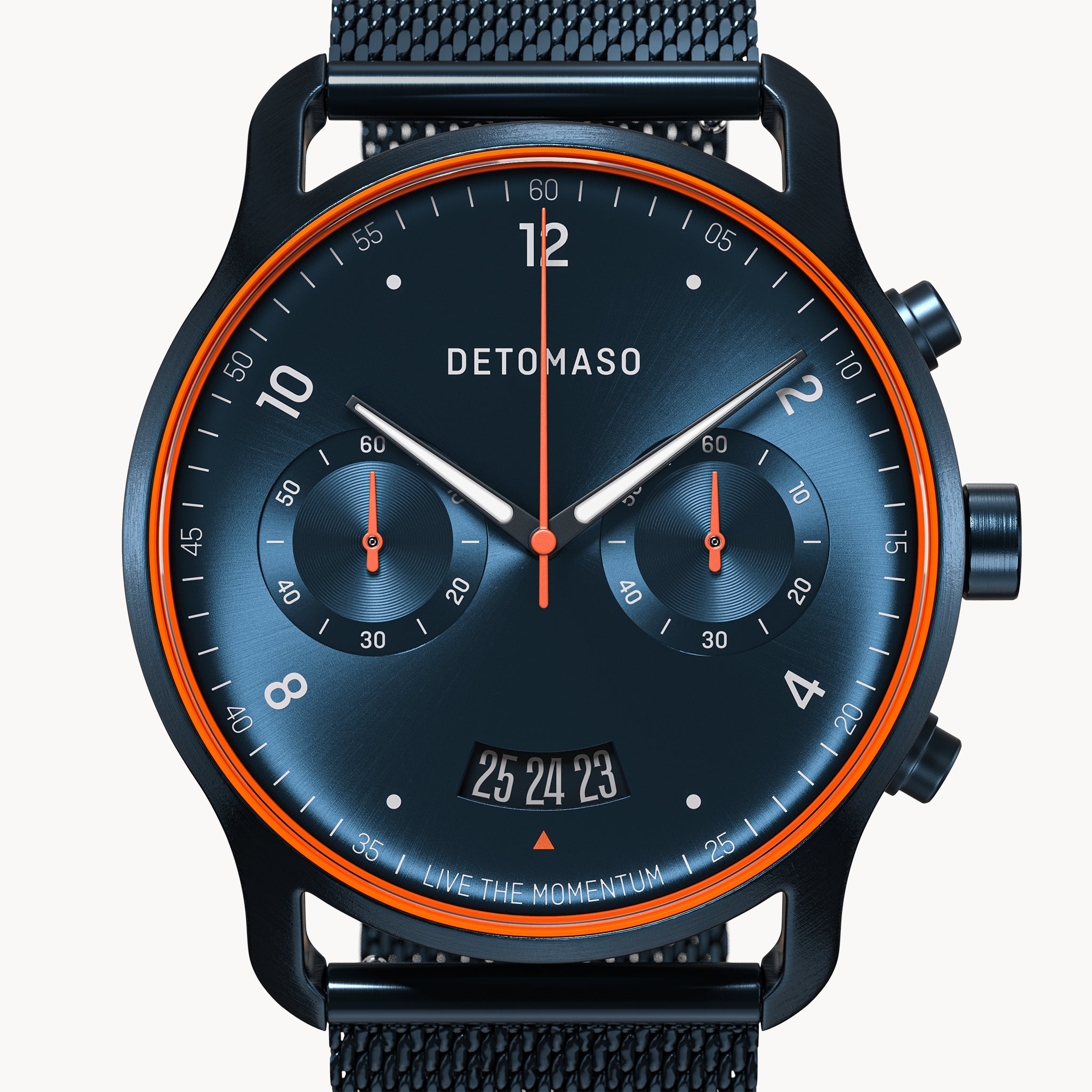 SORPASSO CHRONOGRAPH VELOCITÀ BLUE ORANGE - Mesh Dark blue Brushed - Detomaso Watches